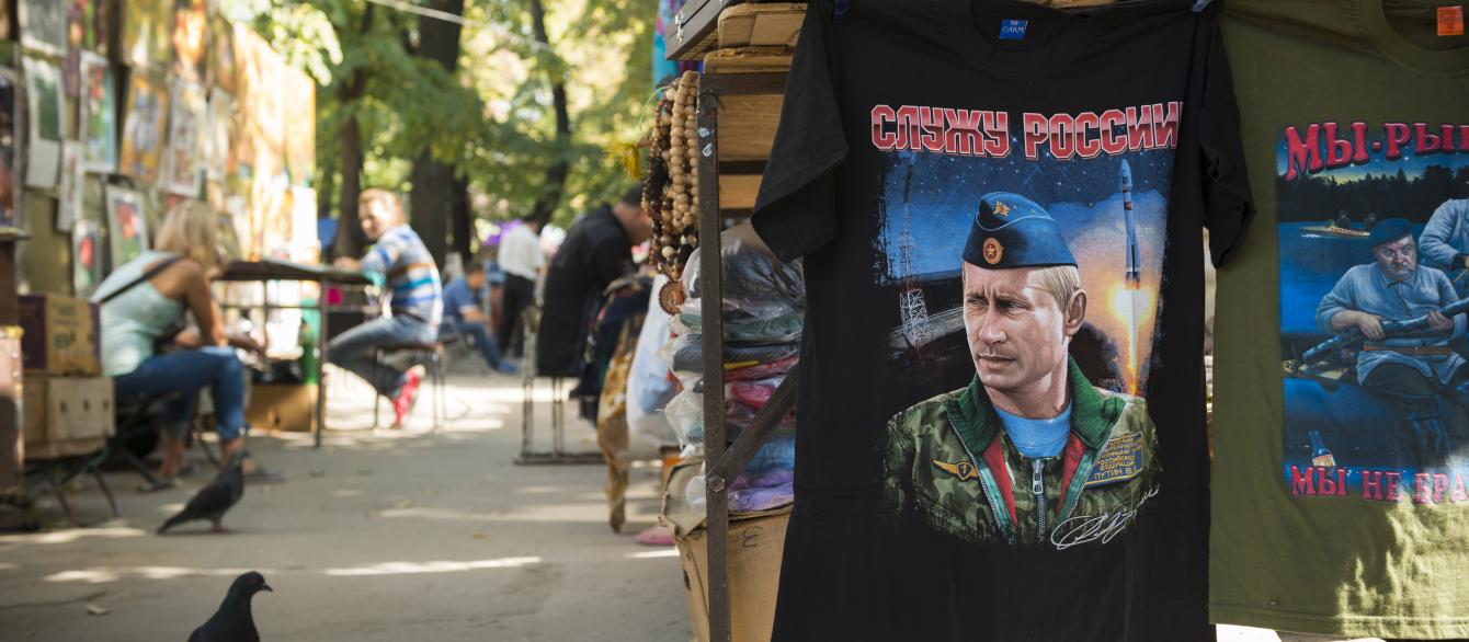 Vladimir Putin t-shirt at market in Chisinau, Moldova